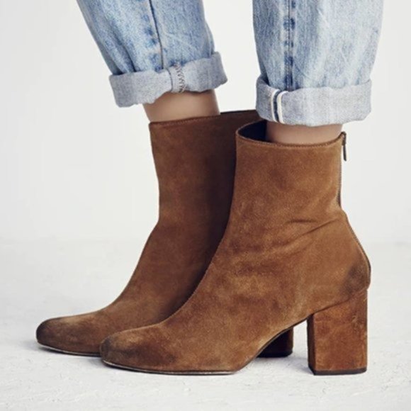 Free People Cecile Block Heel Suede Booties - Picture 5 of 5